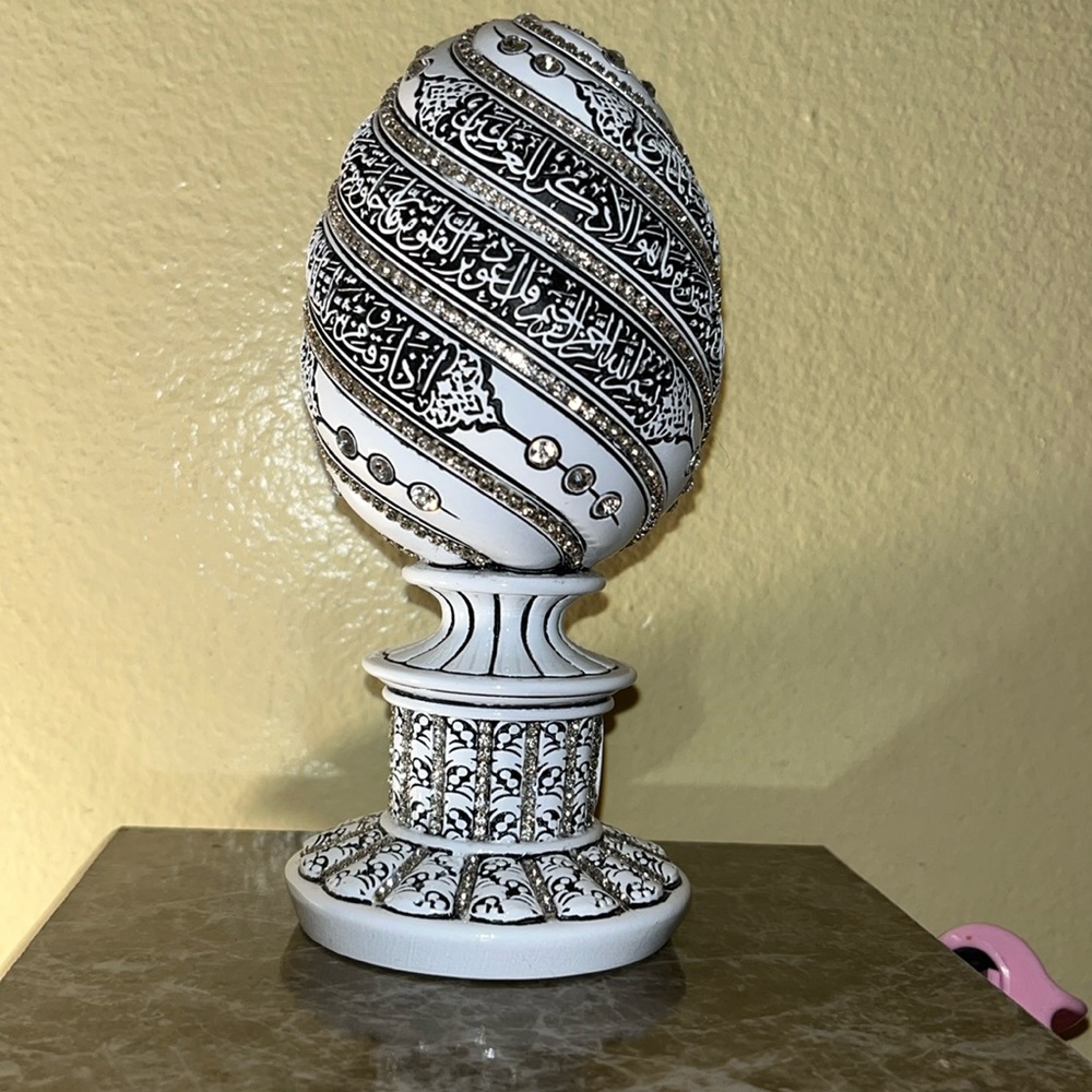 Modefa Turkish ☪️ Islamic Home Table Decor Ayatul Kursi Egg Silver 170-4G